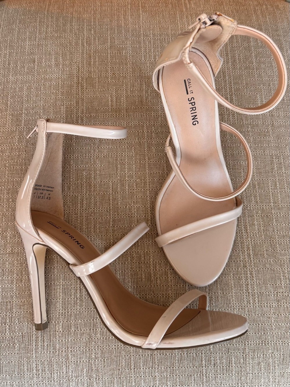 Call It Spring Women's Blush Patent Strappy High Heels